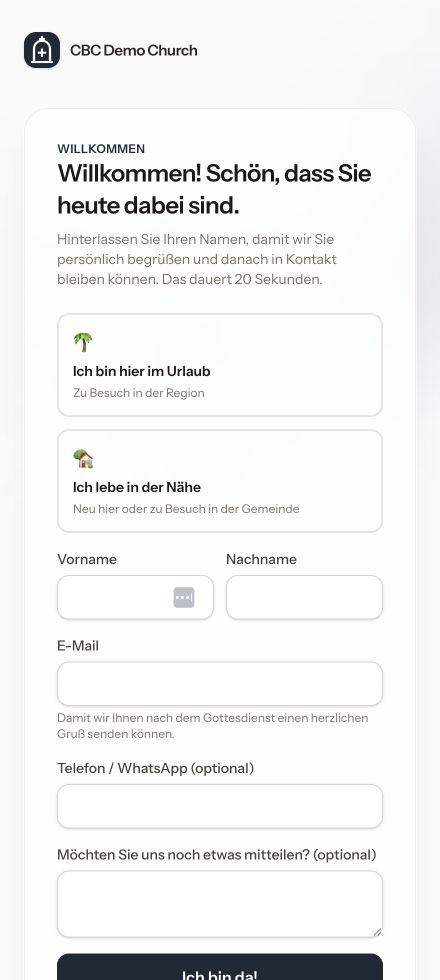 Originalaufnahme: QR-Begrüßungsformular auf Deutsch